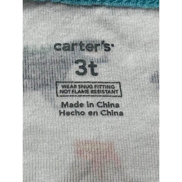 Carters Sleeper Toddler Baby 3T White Blue Dinosaur Footed Long Sleeve Bodysuit - Picture 3 of 6